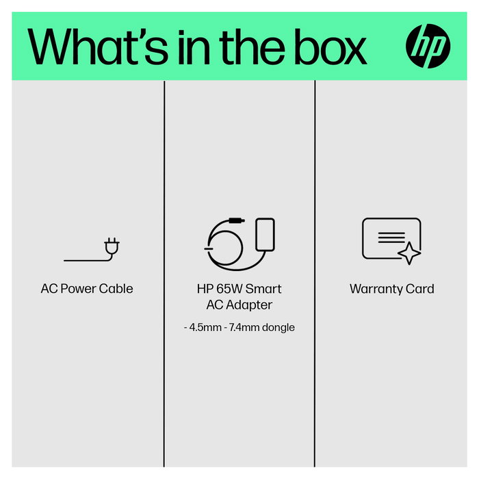 HP Adaptador de CA inteligente 65 W con conector de 4,5 mm y dongle de conversión
