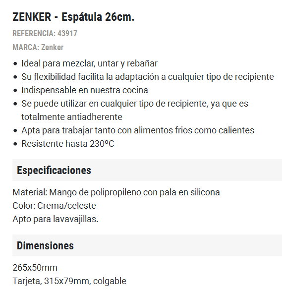 FACKELMANN Espátula de Silicona 26 cm ZENKER=43917