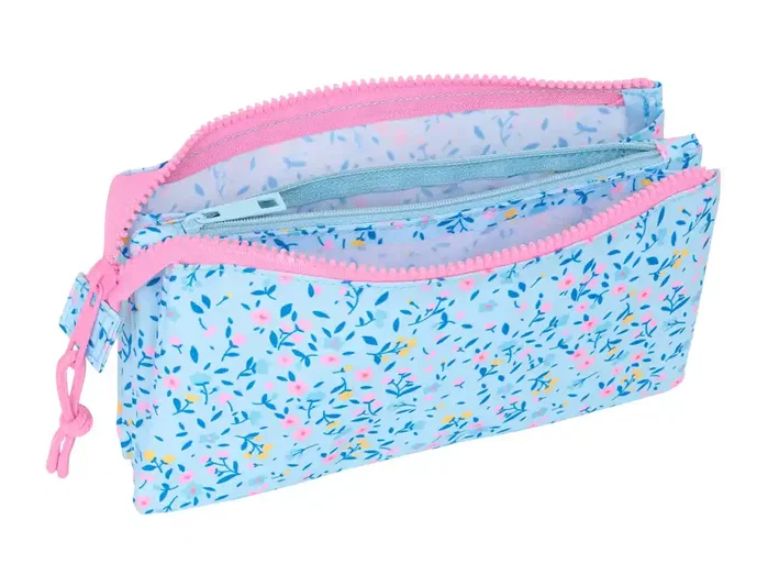 Portatodo Triple Vicky Martín Berrocal Paraíso Rosa Azul claro 22 x 12 x 3 cm