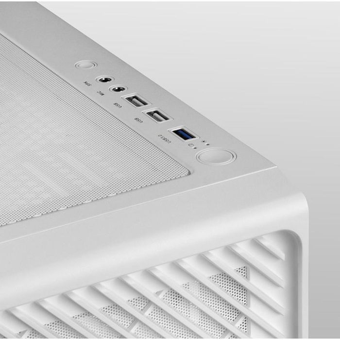 Mars Gaming MC-F, Semitorre Gaming ATX, Ventana Cristal Templado, Frontal Metal-Mesh, 4 Ventiladores ARGB 120mm Incluidos, Color Blanco, Soporte Refrigeración Líquida 360mm