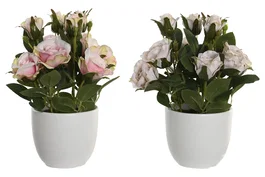 DKD Home Decor Planta de Rosas Surtida en Poliéster y PE