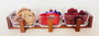 DKD Home Decor Set de 3 Bandejas Aperitivos de Cristal y Acacia, 12x6x32 cm, 300 ml, Transparente y Natural