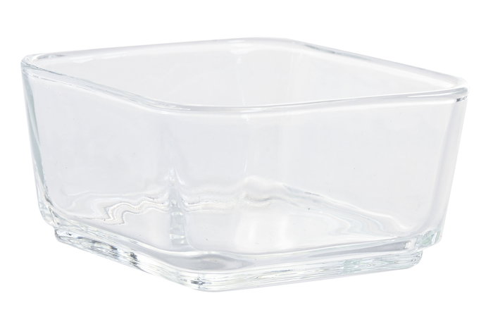 DKD Home Decor Set de 3 Bandejas Aperitivos de Cristal y Acacia, 12x6x32 cm, 300 ml, Transparente y Natural