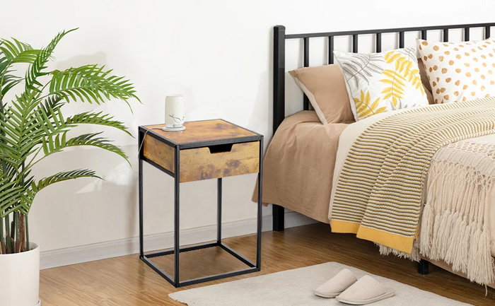 Confortime Mesita Auxiliar con Cajón, Mueble de Noche o Salón, 40 x 30 x 68 cm (2 Unidades)