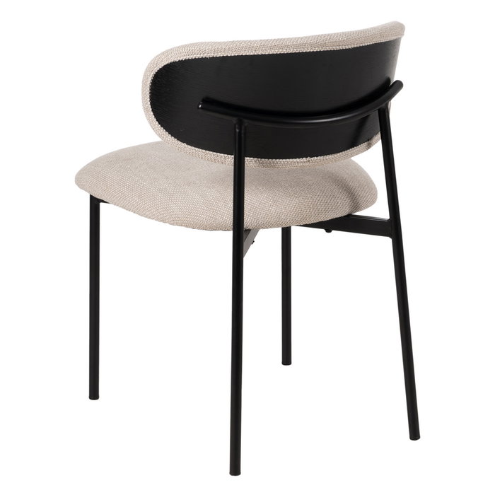 Silla Negro-Blanco Tejido-Metal Salón 50 X 54 X 73,50 cm (Set de 4)