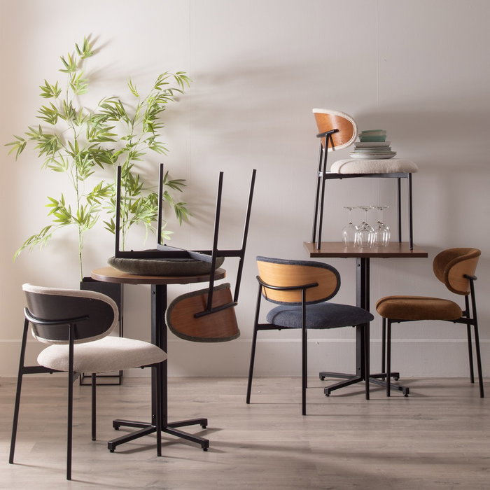 Silla Negro-Blanco Tejido-Metal Salón 50 X 54 X 73,50 cm (Set de 4)