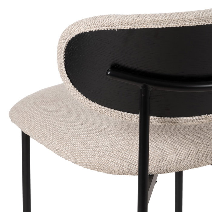 Silla Negro-Blanco Tejido-Metal Salón 50 X 54 X 73,50 cm (Set de 4)