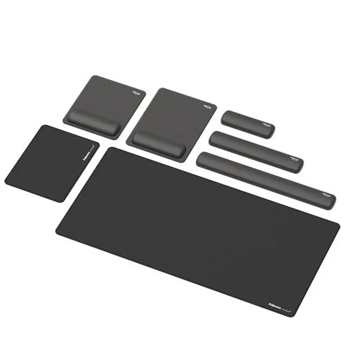 Fellowes Breyta Descansa Muñecas de Silicona Negro, Reposamuñecas para Teclado, Certificado EN ISO 9241-5, 60x180x17.5 mm