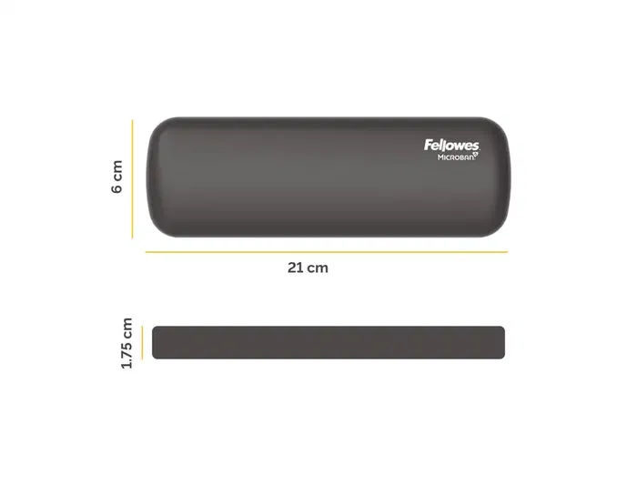 Fellowes - Reposamuñecas Mini Compacto Breyta Negro, Almohadilla Ergonómica Hex Cushion con Protección Microban, 190x70x25 mm
