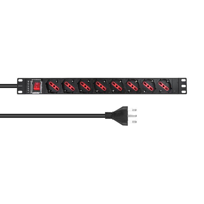 Lanview Switch de 8 puertos 1U de 19 pulgadas con cable de alimentación de 2m Lanview Switch de 8 puertos 1U de 19 pulgadas con cable de alimentación de 2m