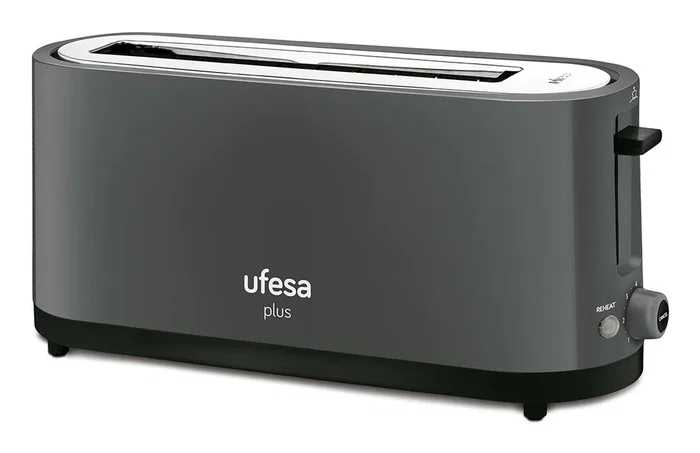 Ufesa 71305205 TT7565 Tostadora 1 Ranura, 7 Niveles de Tostado, 900W, Función Recalentar y Descongelar, Bandeja Recogemigas, Color Negro