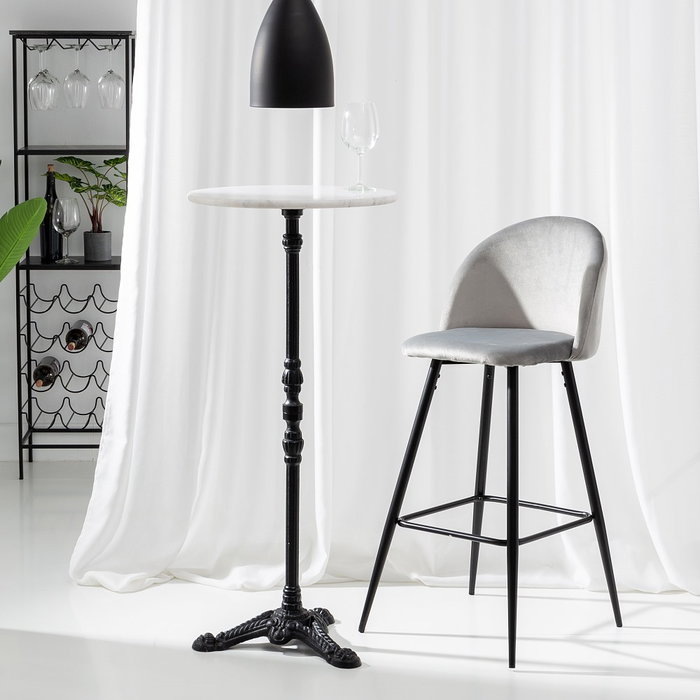 Taburete Alto Gris Tejido-Metal Salón 40,20 X 48,20 X 102 cm (Set de 2)