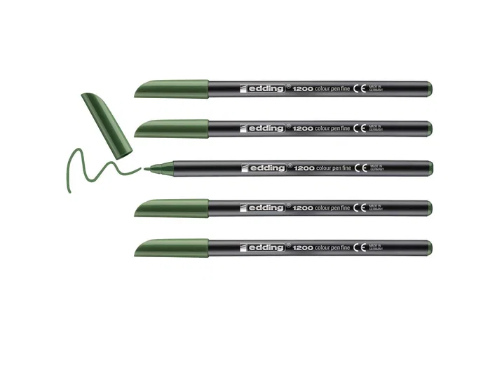 Edding Rotulador 1200 Verde Oliva Punta Fina (Set de 5)