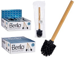Berilo Escobilla de Bambú Negro para WC, Cepillo de Baño, 8x35.5x8 cm (Set de 24)