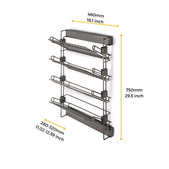 Emuca Zapatero lateral extraíble para armarios y vestidores Quartz, Derecha, Acero, Titanio