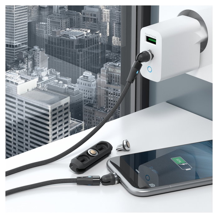 RealPower Cable Magnético MagneticCharge2 de 1 Metro con Adaptador para Conector - Negro