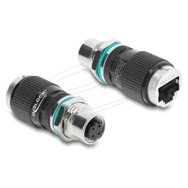 DeLOCK 90663 Adaptador M12 D-coded 4 pin a RJ45 Negro