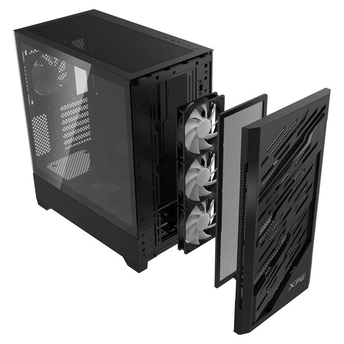 ADATA XPG STARKER AIR BTF Torre Midi PC Gaming E-ATX Negra con ARGB y USB Tipo C, Factor de Forma ATX/micro-ATX/Mini-ITX, Ventana de Vidrio Templado