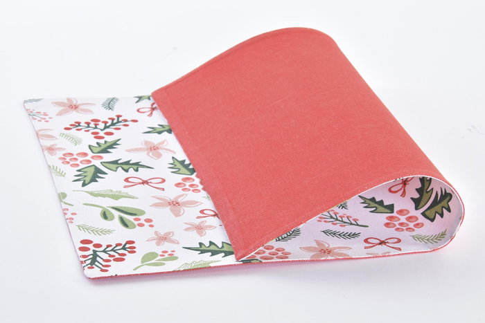 DKD Home Decor Individual de Navidad Tradicional Verde Rojo 45 x 30 x 0.2 cm Poliéster Algodón Muerdago 12 Unidades