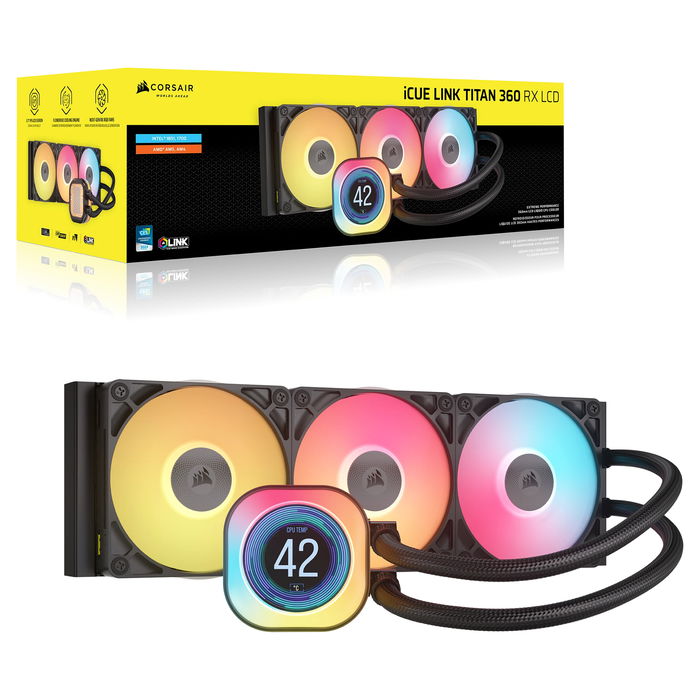 Corsair Kit de Refrigeración Líquida iCUE LINK H150i RGB Elite LCD Display, Ventiladores QX120 RGB, Radiador 360 mm - Negro, CW-9061023-WW