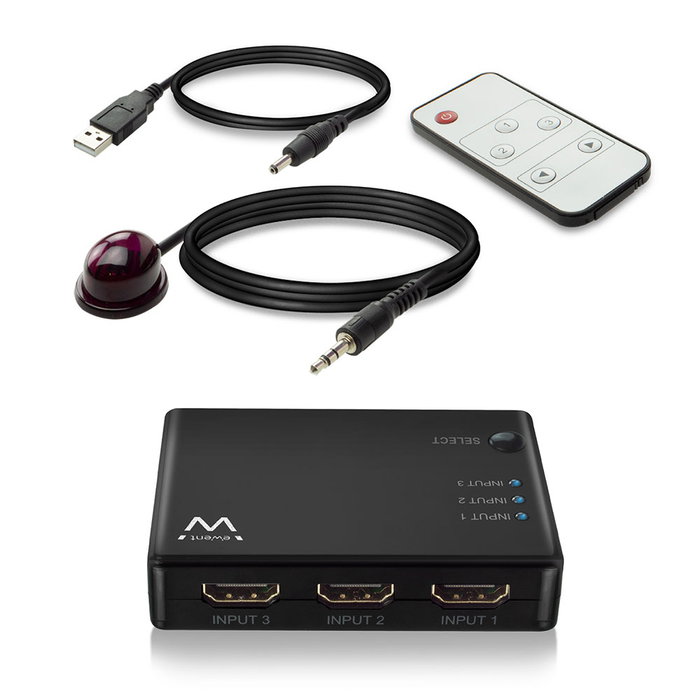 Ewent EW1282 Switch HDMI 4K 3x1 con Mando a Distancia