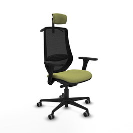 PIQUERAS Y CRESPO Silla de oficina Mardos con mecanismo Sincro/Traslack, Verde oliva y Negro