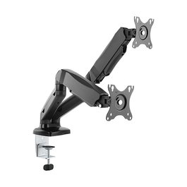 ICY BOX IB-MS304-T Soporte de Mesa para 2 Monitores hasta 68 cm / 27 Pulgadas, Acero y Aluminio, VESA 75x75/100x100, Negro