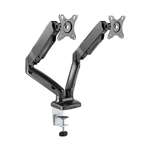 ICY BOX IB-MS304-T Soporte de Mesa para 2 Monitores hasta 68 cm / 27 Pulgadas, Acero y Aluminio, VESA 75x75/100x100, Negro