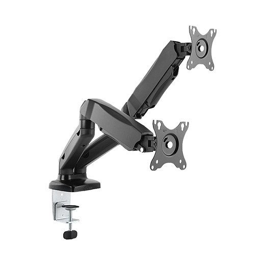 ICY BOX IB-MS304-T Soporte de Mesa para 2 Monitores hasta 68 cm / 27 Pulgadas, Acero y Aluminio, VESA 75x75/100x100, Negro