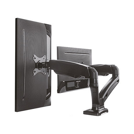 ICY BOX IB-MS304-T Soporte de Mesa para 2 Monitores hasta 68 cm / 27 Pulgadas, Acero y Aluminio, VESA 75x75/100x100, Negro