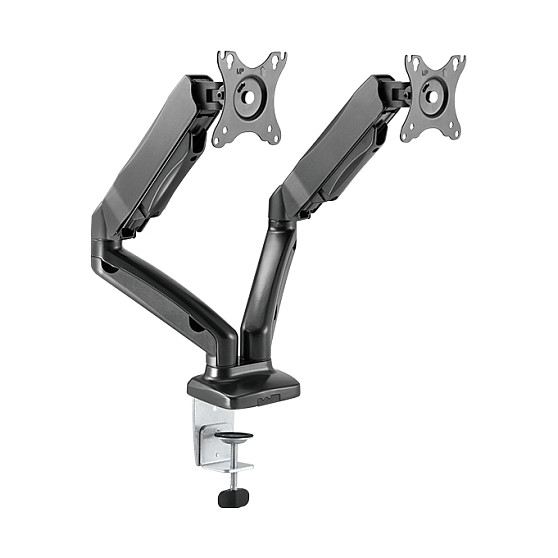 ICY BOX IB-MS304-T Soporte de Mesa para 2 Monitores hasta 68 cm / 27 Pulgadas, Acero y Aluminio, VESA 75x75/100x100, Negro