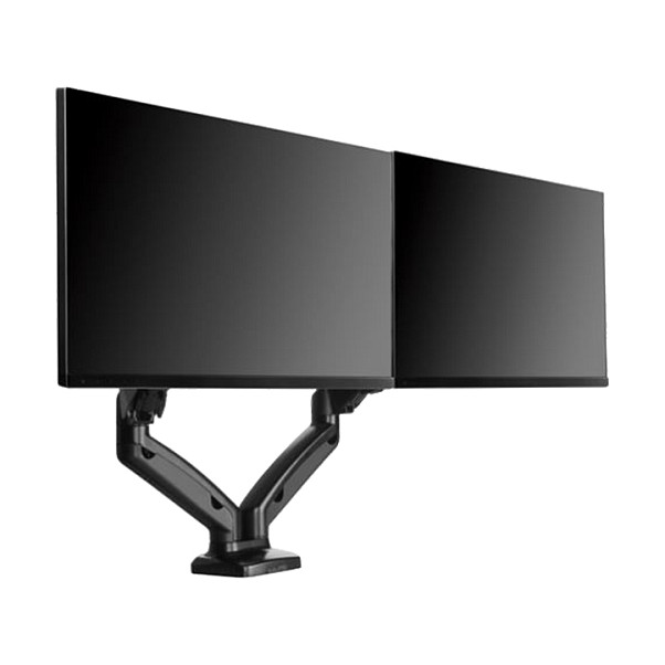 ICY BOX IB-MS304-T Soporte de Mesa para 2 Monitores hasta 68 cm / 27 Pulgadas, Acero y Aluminio, VESA 75x75/100x100, Negro
