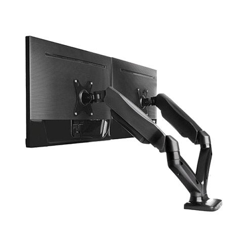 ICY BOX IB-MS304-T Soporte de Mesa para 2 Monitores hasta 68 cm / 27 Pulgadas, Acero y Aluminio, VESA 75x75/100x100, Negro