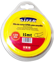 SIFER Hilo Desbrozadora Amarillo Redondo 3.00 mm x 15 m