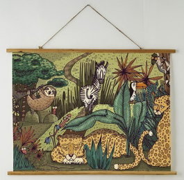 DKD Home Decor Lienzo Abeto Cuerda Animales Surtido de 2 Unidades 100x75 cm