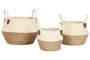 DKD Home Decor Set de 3 Cestos de Fibra y Algodón Crema