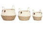DKD Home Decor Set de 3 Cestos de Fibra y Algodón Crema