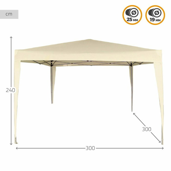 Color Baby Cenador plegable poliester crema Aktive 300x300x240 cm