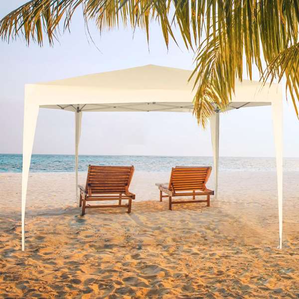 Aktive Cenador Plegable Poliester Crema 300x300x240 cm con Estructura de Acero