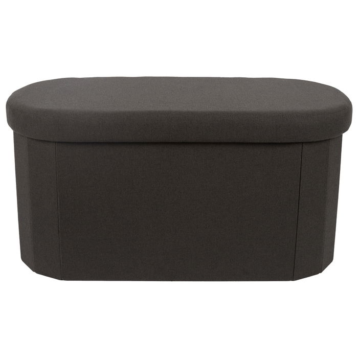 Home Deco Factory Banco Puf Plegable Negro Oval con Almacenaje Essentiel 76x38 cm