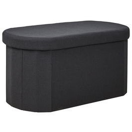 Home Deco Factory Banco Puf Plegable Negro Oval con Almacenaje Essentiel 76x38 cm