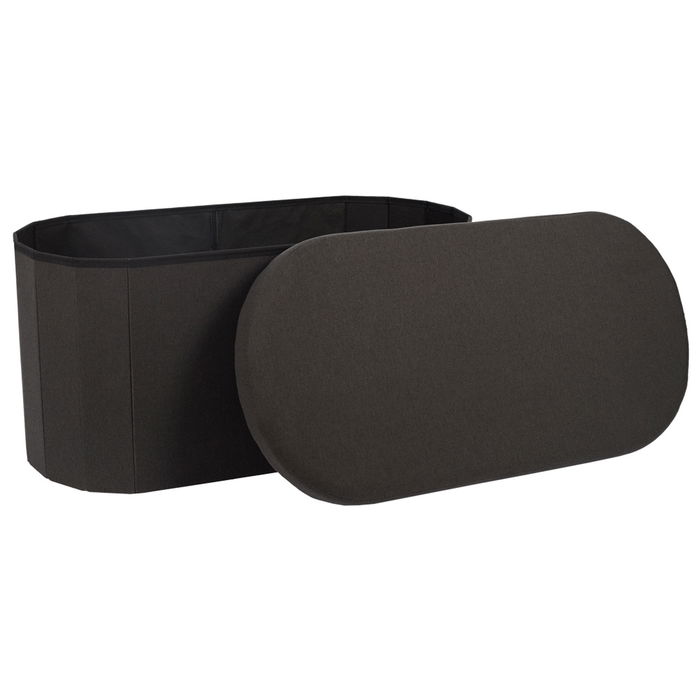Home Deco Factory Banco Puf Plegable Negro Oval con Almacenaje Essentiel 76x38 cm
