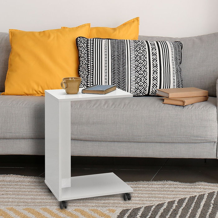 Hanah Home SHP-108-DD-1 Mesa Auxiliar Blanco Diamante, Tablero Partículas Melamina, 35x65x45cm