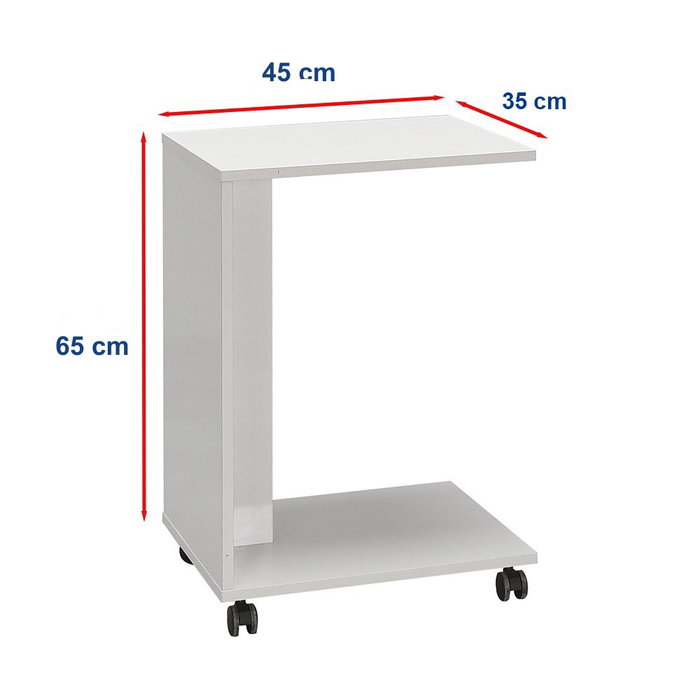 Hanah Home SHP-108-DD-1 Mesa Auxiliar Blanco Diamante, Tablero Partículas Melamina, 35x65x45cm