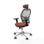 PIQUERAS Y CRESPO Silla de oficina Jorquera con mecanismo Sincro/Traslack, Tela Marrón y Malla Gris