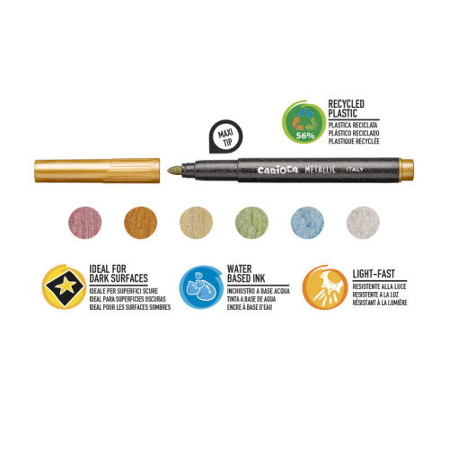 Carioca Metallic Punta Maxi 6 mm Colores Surtidos Caja de 6 unidades