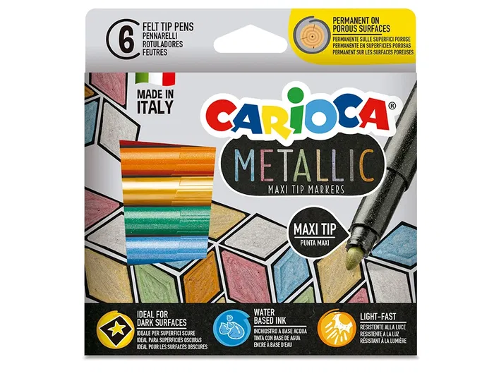 Carioca Rotulador Metallic Punta Maxi 6 mm Caja 6 Unidades Colores Surtidos
