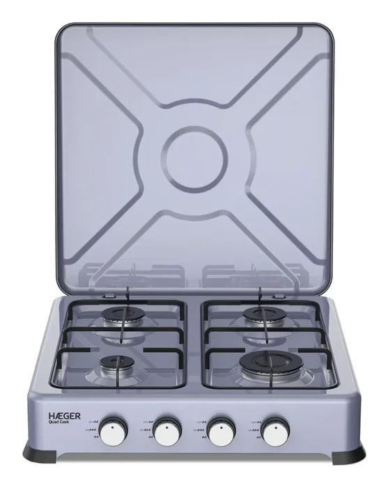 Haeger GC-04E.023A Encimera de Gas 50 cm 4 Zonas, Color Gris