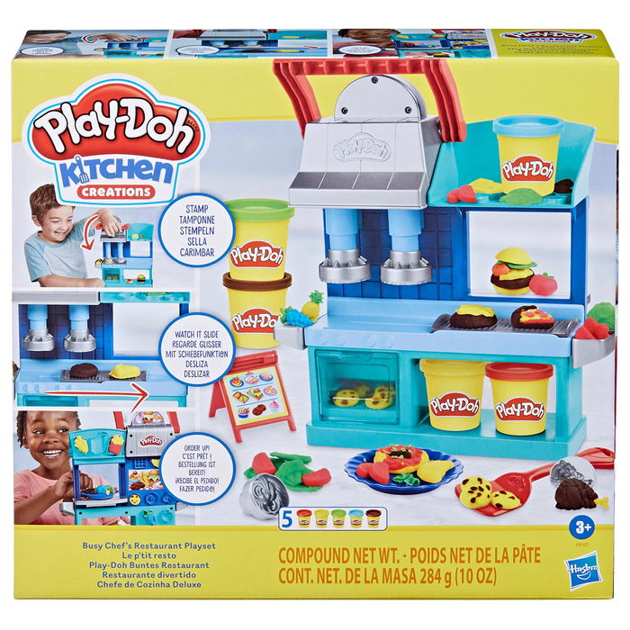Hasbro Play-Doh Restaurante Divertido F8107 Juego de Cocina con Plastilina y Accesorios para Niños +3 Años