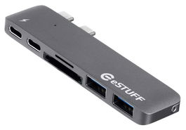 eSTUFF Hub PRO Gris con ranura USB-C Compatible MacBook Pro 13" y 15" Puertos USB-C Duales